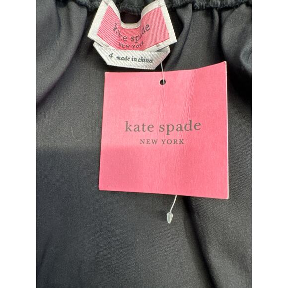 Kate Spade NWT Black Poplin Square Neck Long Puff Gathered Sleeve women sz 4 - Picture 7 of 8